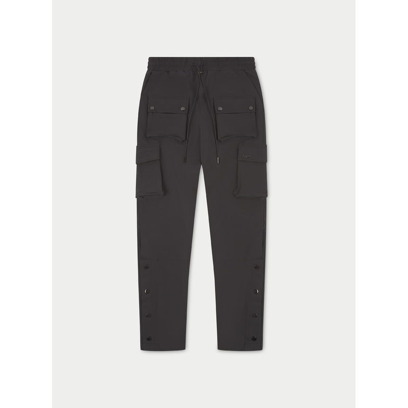 TECHNICAL STRETCH POPPER DETAIL CARGO PANTS – CHARCOAL