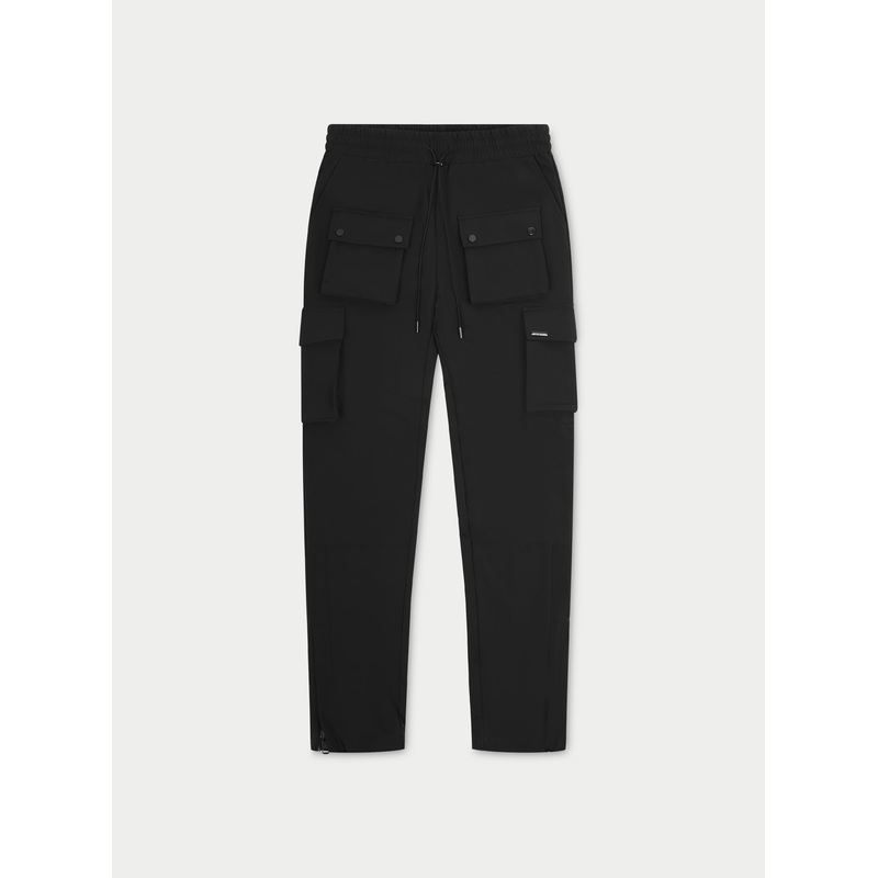 TECHNICAL STRETCH ZIP CARGO PANTS – BLACK