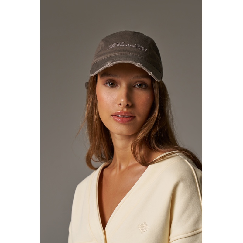 WASHED SCRIPT CAP – BROWN|ONE SIZE