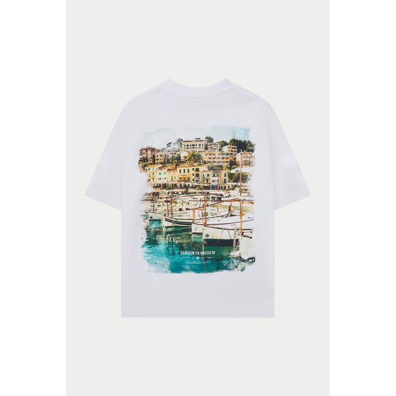 WATERCOLOUR YACHT CLUB PRINTED T-SHIRT – WHITE
