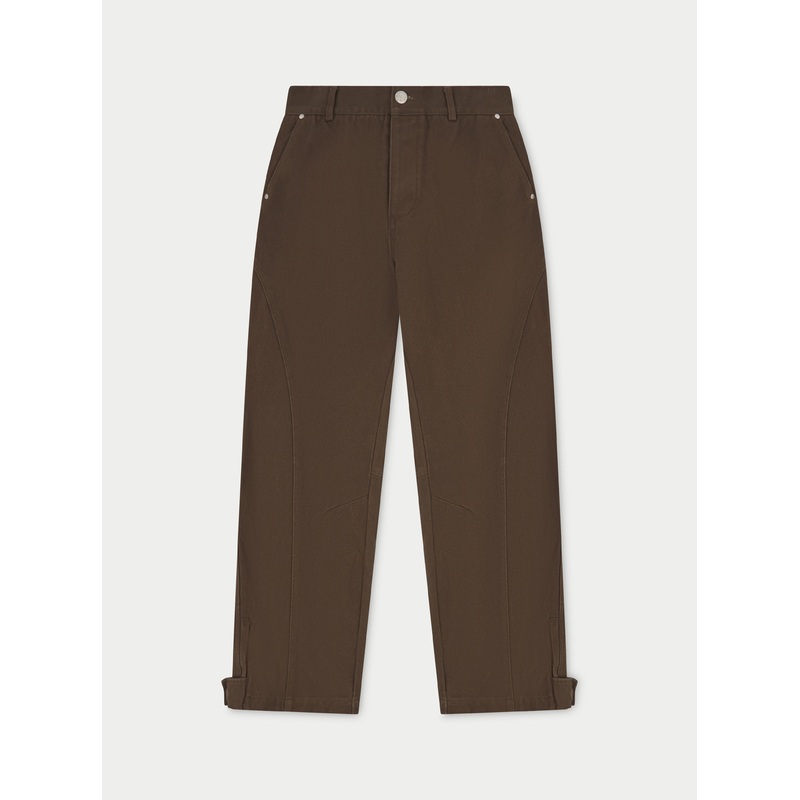 WOVEN CANVAS DISTRESSED TROUSER – BROWN