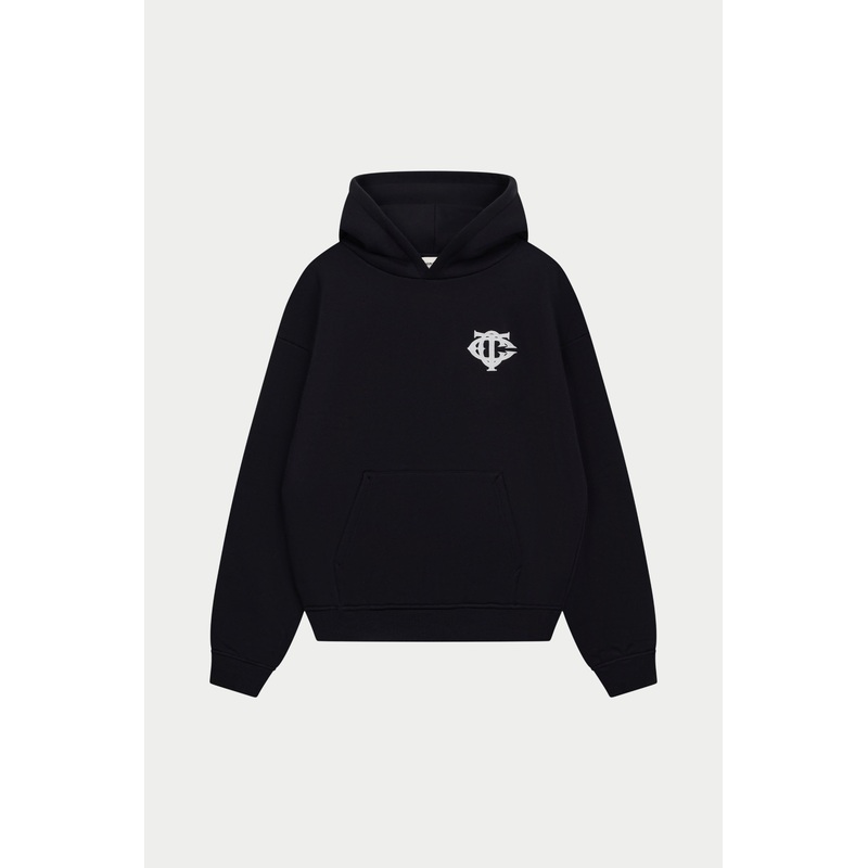 HEAVYWEIGHT MONOGRAM EMBLEM HOODIE – BLACK