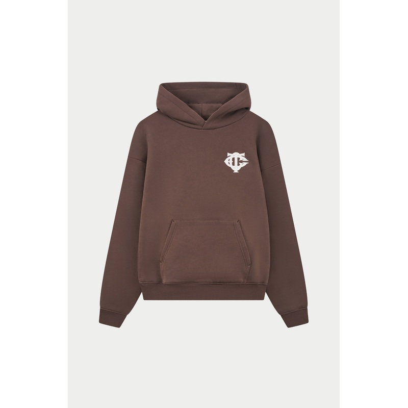 HEAVYWEIGHT MONOGRAM EMBLEM HOODIE – BROWN