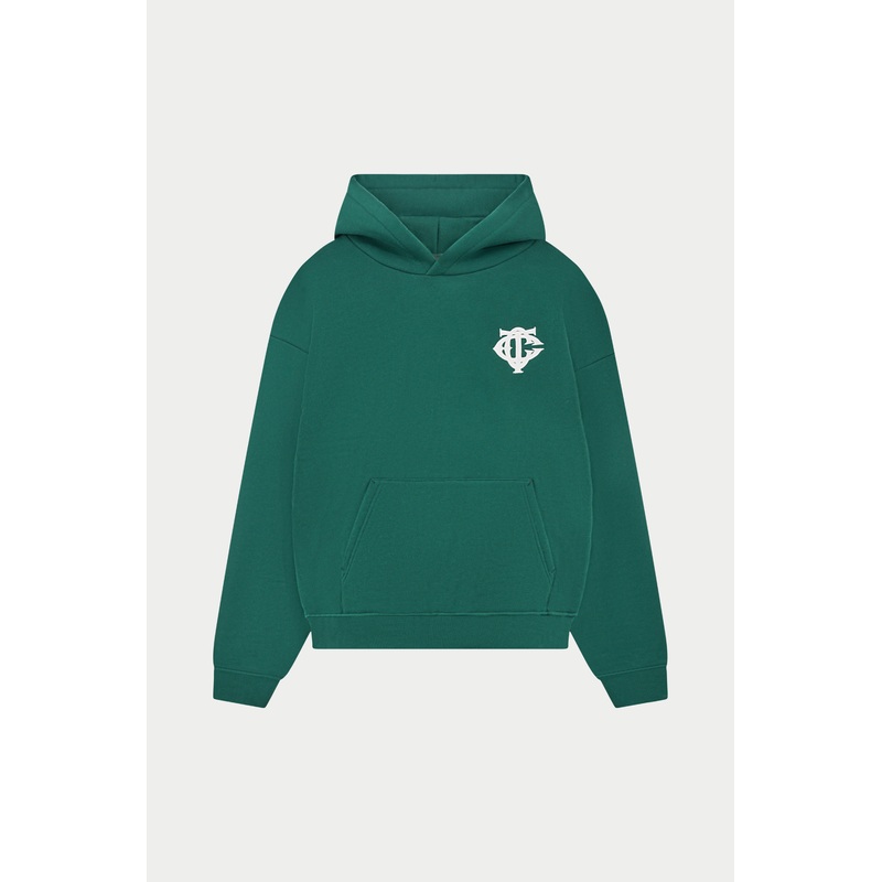 HEAVYWEIGHT MONOGRAM EMBLEM HOODIE – FOREST GREEN