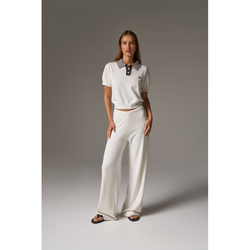 KNITTED PANEL TROUSERS – CREAM