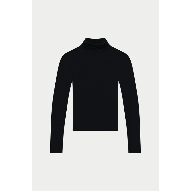 LIGHTWEIGHT ROLL NECK TOP – BLACK