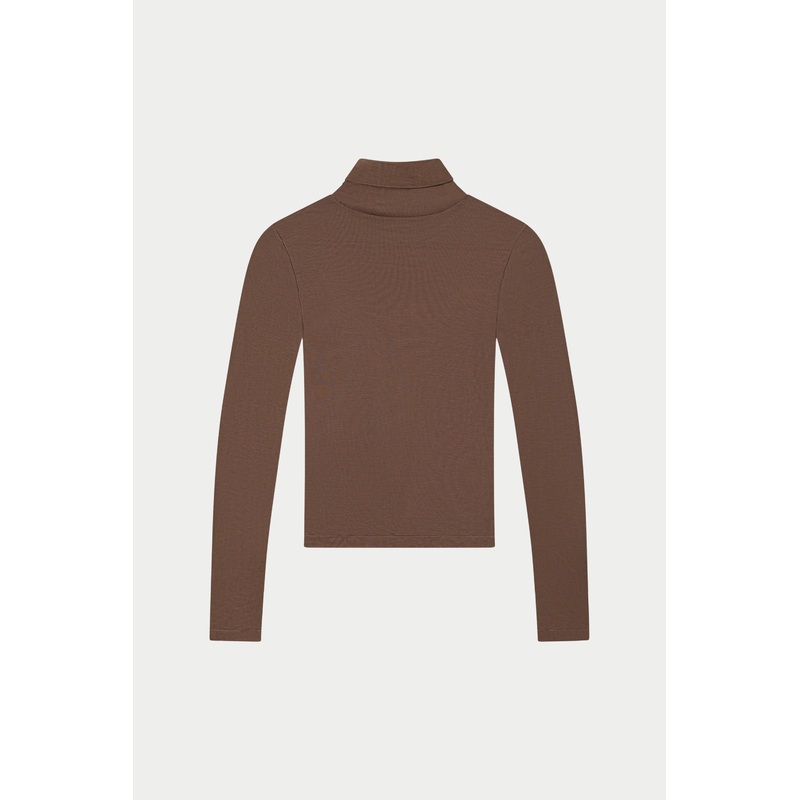 LIGHTWEIGHT ROLL NECK TOP – CHOCOLATE