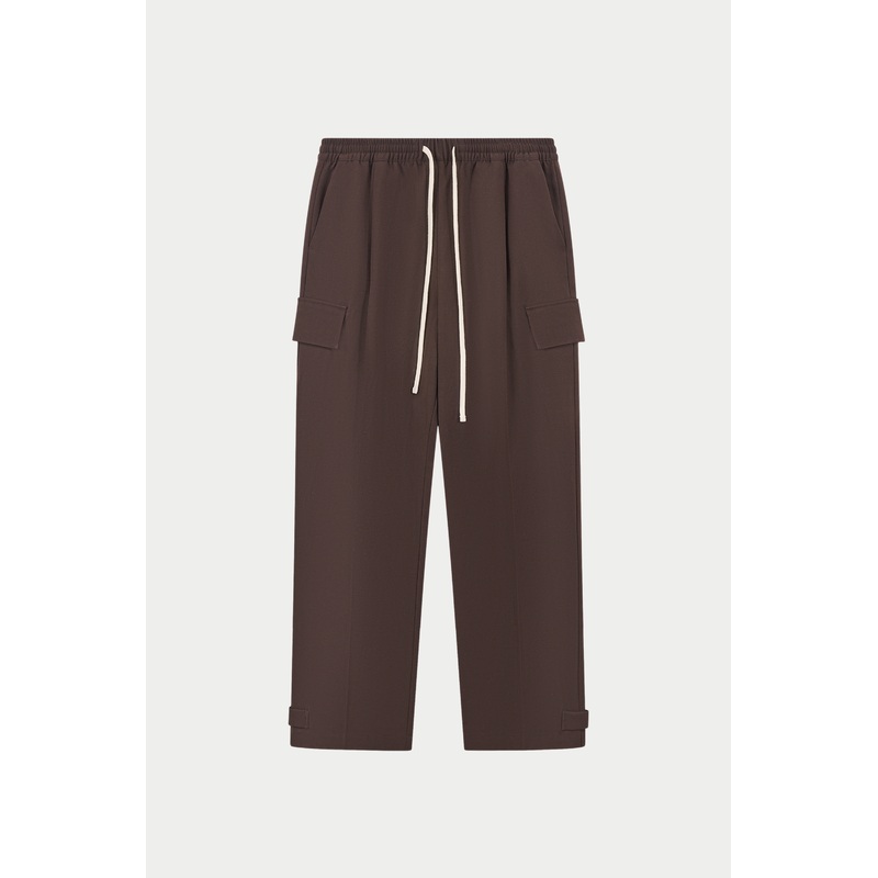 PLEATED WIDE LEG TROUSER – CHOCOLATE