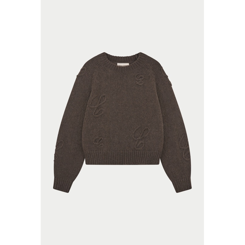 SCRIPT APPLIQUE OVERSIZED JUMPER – COCOA