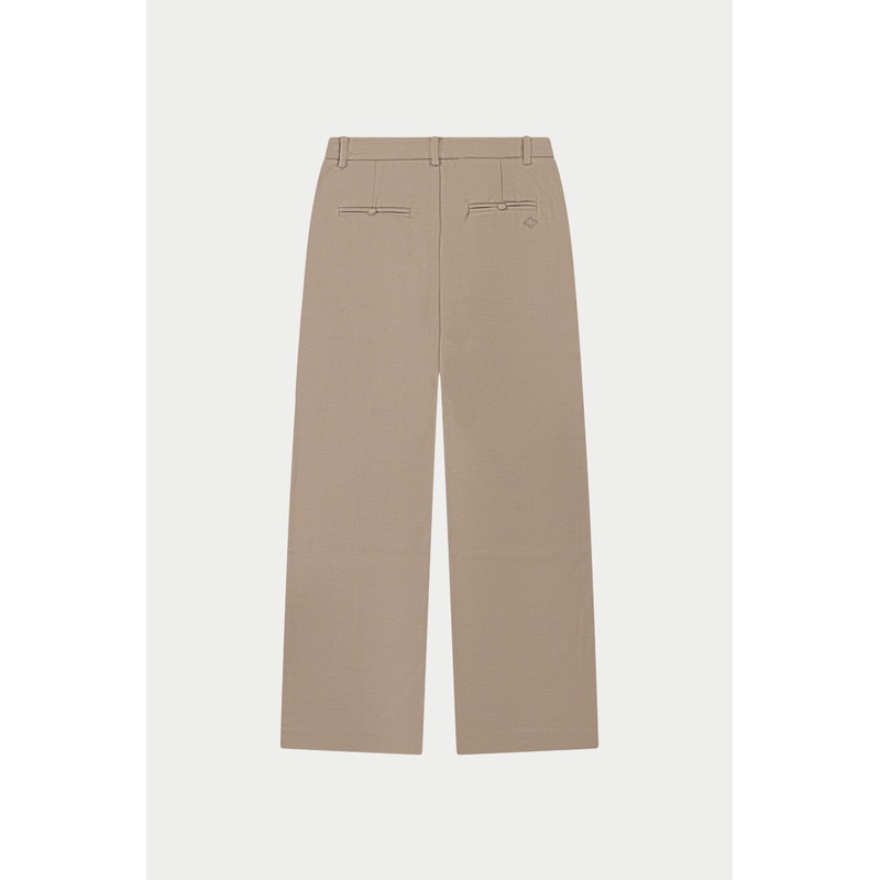 SIDE PLEAT WIDE LEG TAILORED TROUSERS – BEIGE