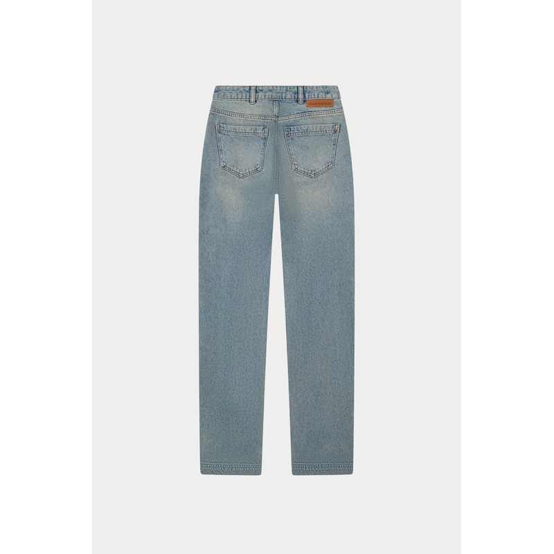 STRAIGHT LEG VINTAGE WASH JEANS – MID BLUE WASH