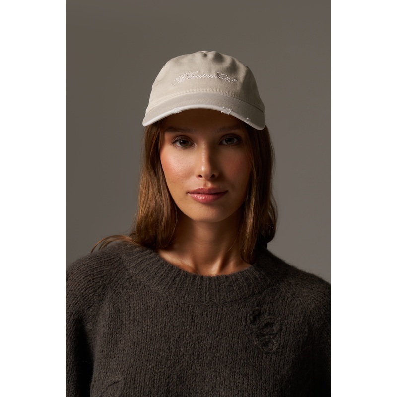 WASHED SCRIPT CAP – BONE|ONE SIZE