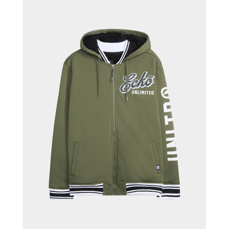 Custom Sherpa Varsity Jacket|S|M|L|XL|2XL|3XL|4XL|Olive