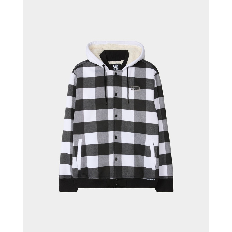 Plaid Sherpa Varsity Jacket|S|M|L|XL|2XL|3XL|4XL|White