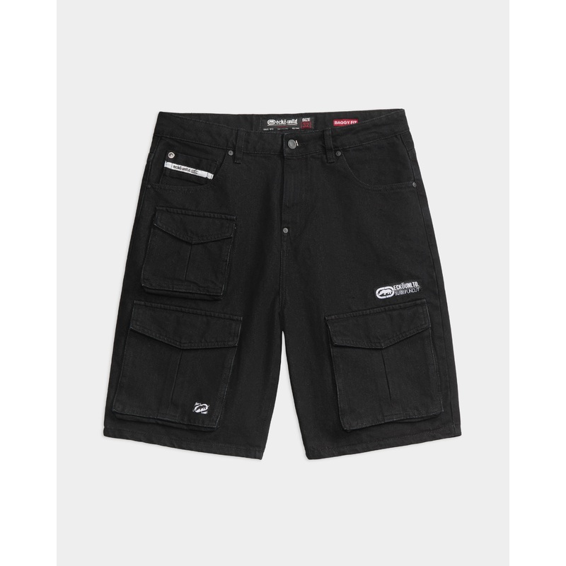 Triple Cargo Wide Denim Shorts