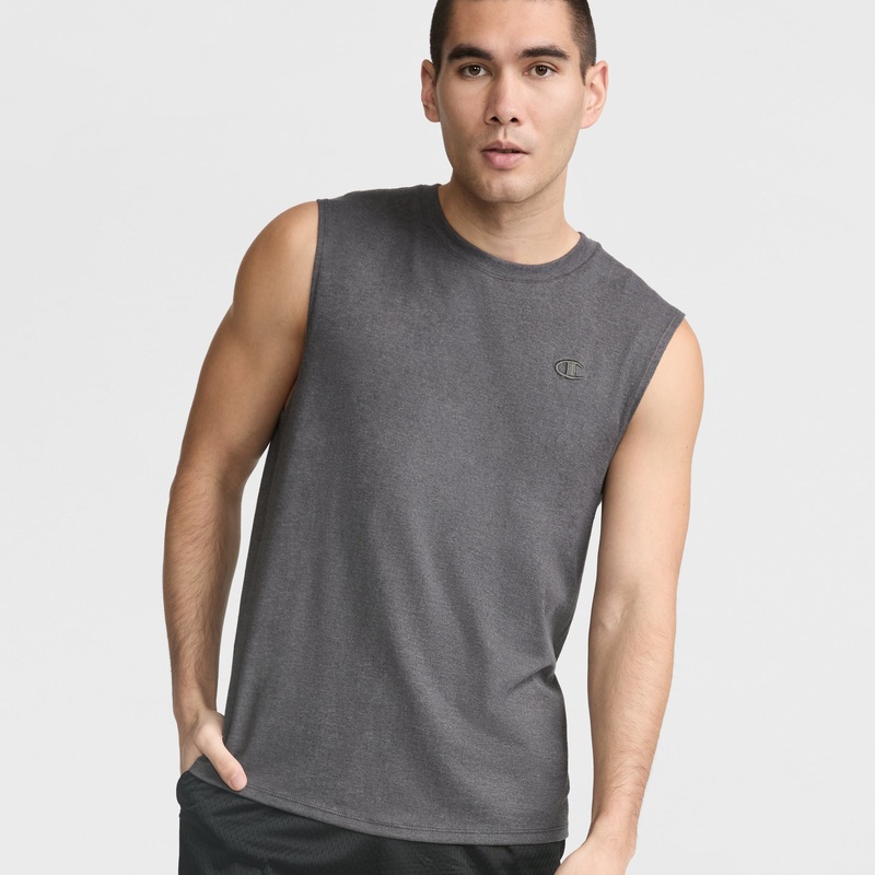 Muscle Tank, C Logo|Granite Heather|2XL|XL|L|M|S