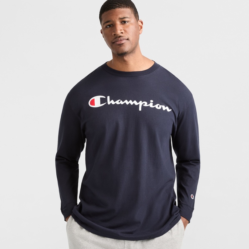 Classic Graphic Long-Sleeve T-Shirt, Script Logo – Big & Tall