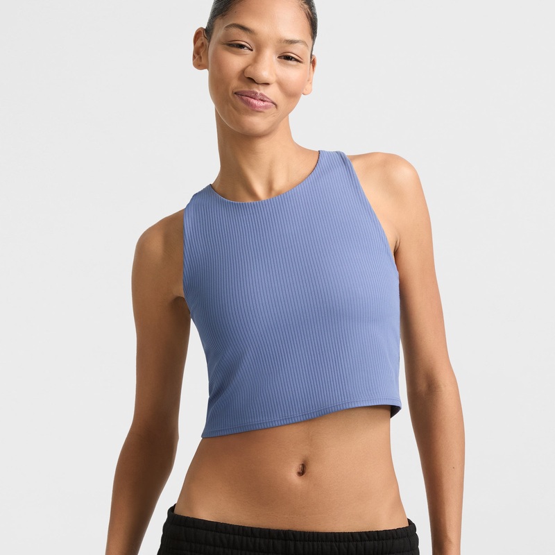 Soft Touch Ribbed Cropped Tank Top, C Logo