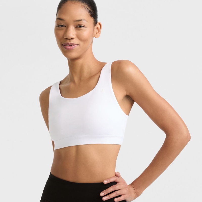 Soft Touch Sports Bra, C Logo|White|2XL|XL|L|M|S|XS