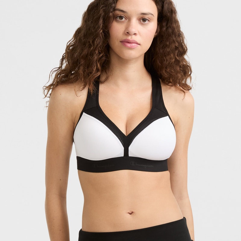 The Curvy Sports Bra, C Logo|White/Black|2XL|XL|L|M|S|XS