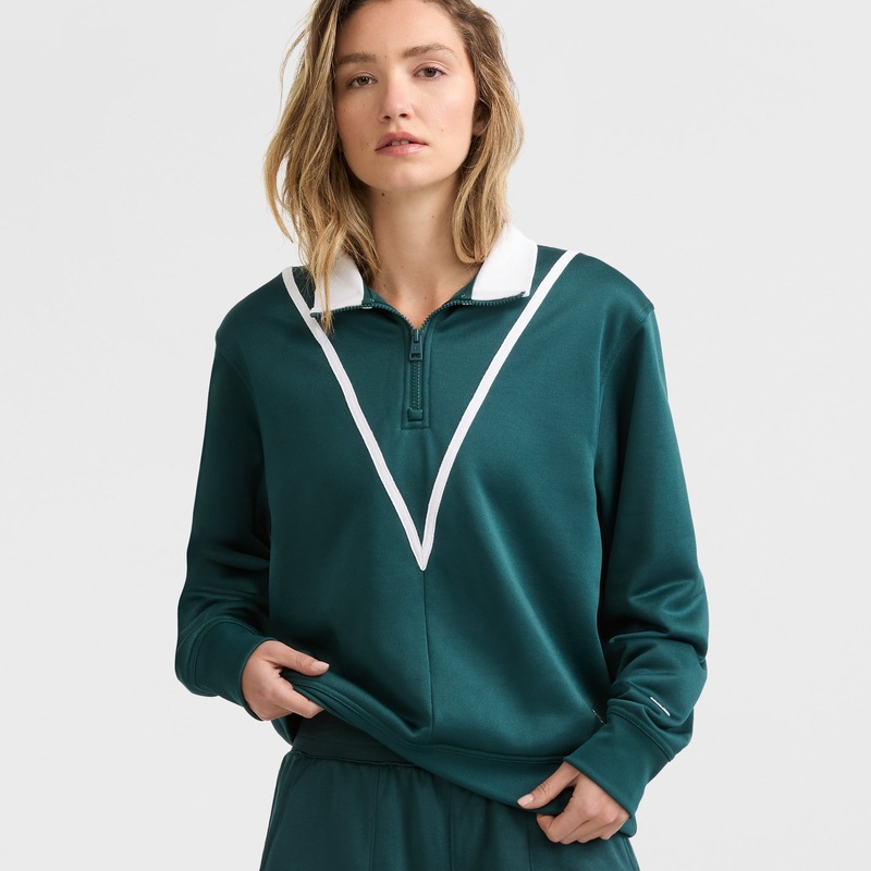 Yearbook 1/4 Zip Pullover|Emerald Allure/White|2XL|XL|L|M|S|XS