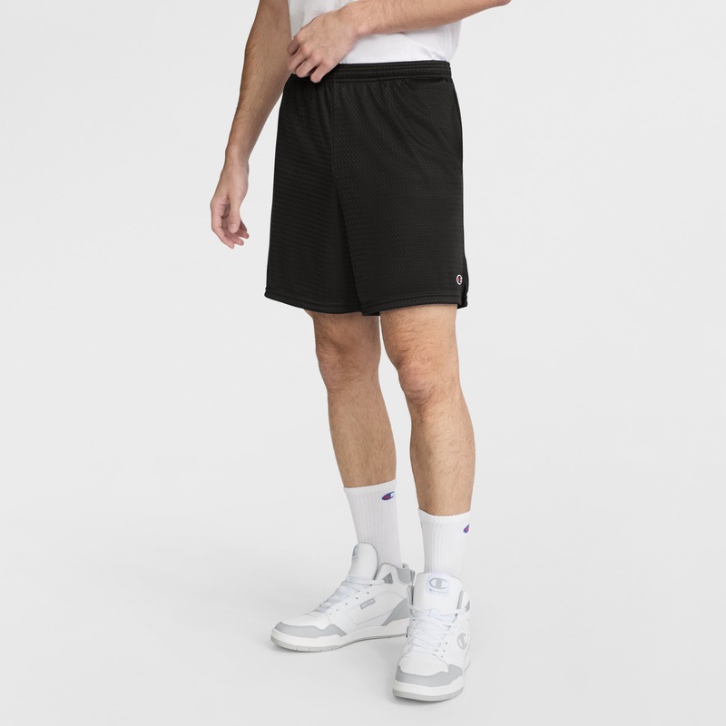 7 Classic Mesh Shorts, C Logo|Black|2XL|XL|L|M|S