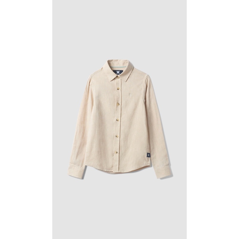 CAMISA KIDS DE LINO ECRU|4|6|8|10|12|14