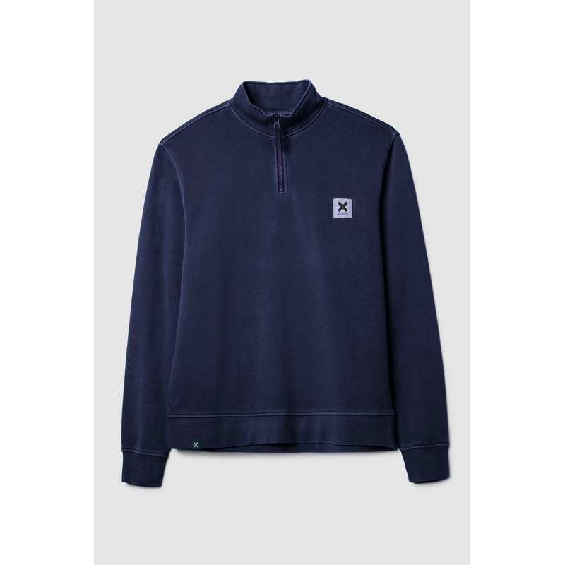 SUDADERA HALF ZIP ICONIC AZUL MARINO