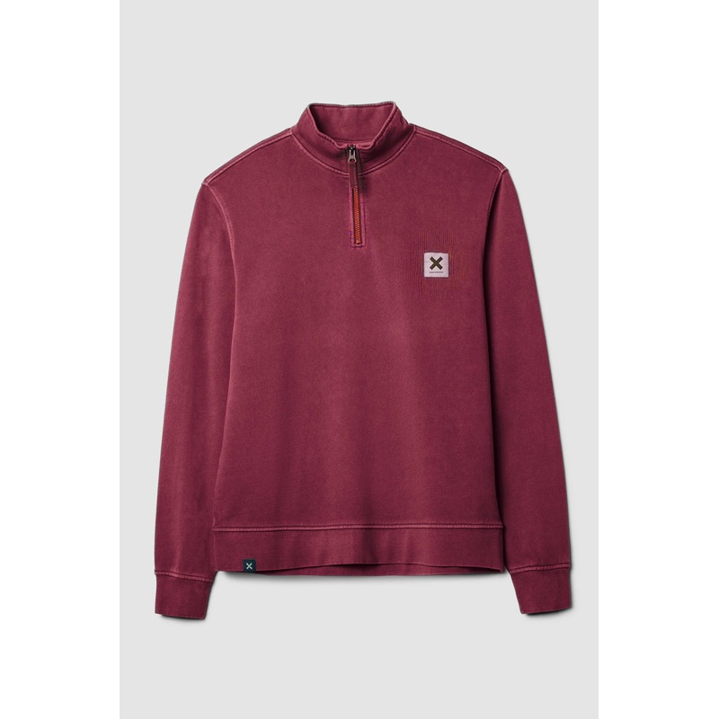SUDADERA HALF ZIP ICONIC BURGUNDY