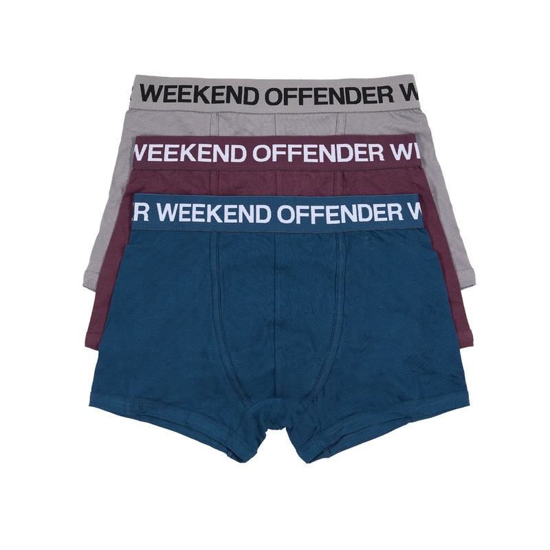 Boxer Shorts Pack Of 3 Light Grey/ Deep Plum/ Juniper Blue