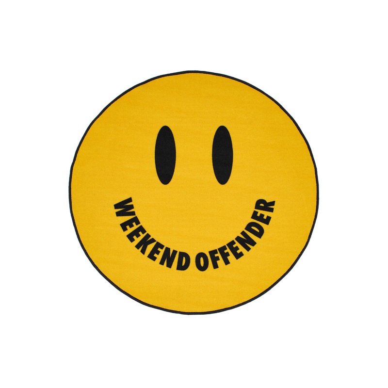 Acid Ultra Round Smiley Rug Yellow