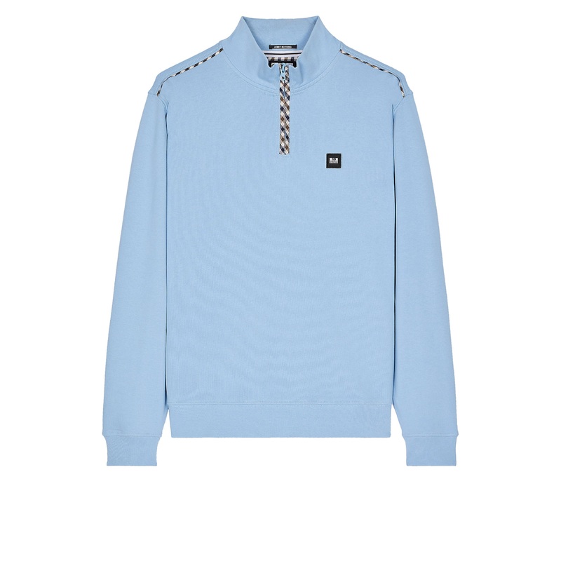 Matisa Quarter Zip Sweatshirt Sea Marine Blue/Mid House Check