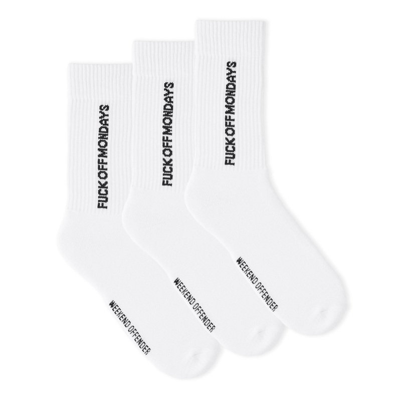 FO Mondays Sports Socks White|Pack of 3|White