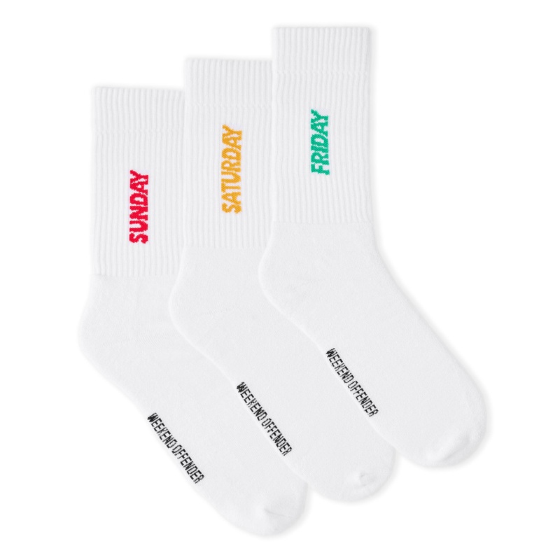 Friday/Saturday/Sunday Sports Socks White