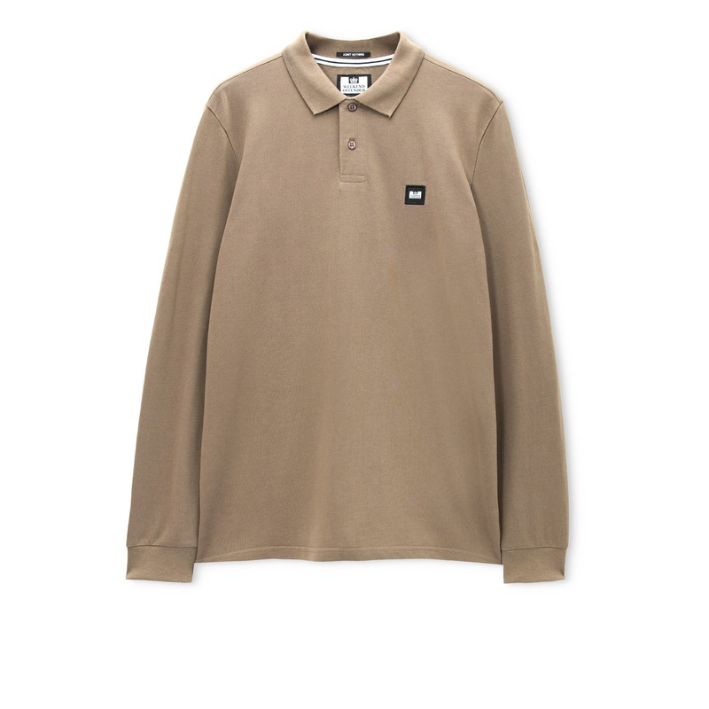 Dice Long Sleeve Polo Shirt Tobacco Brown