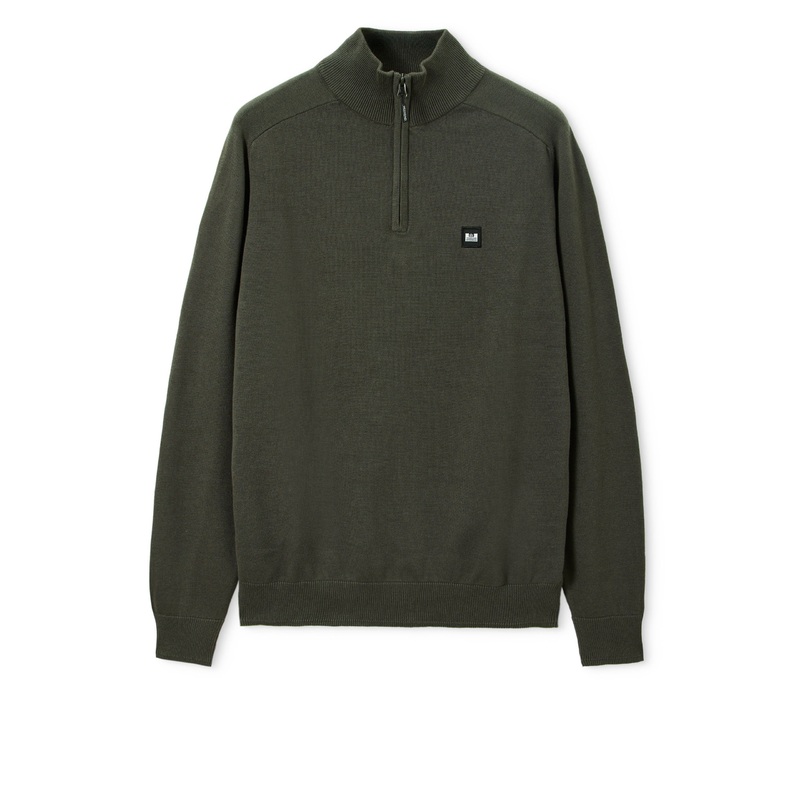 Pierre Quarter Zip Jumper Black Forest Green