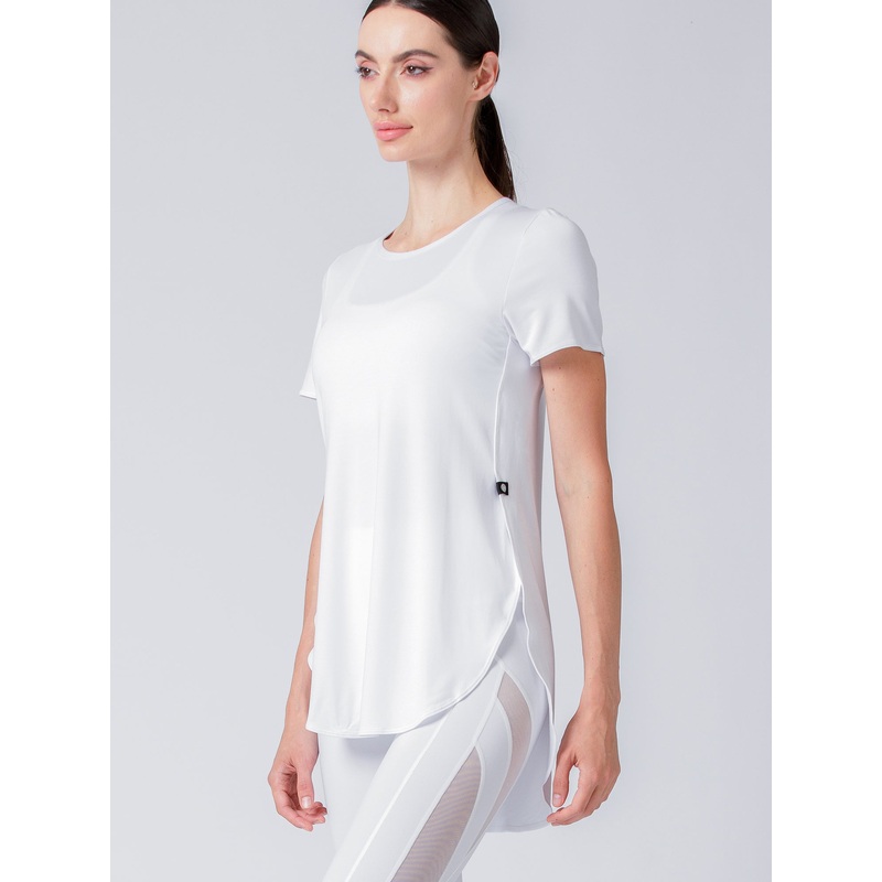 HI LO SPLIT SIDE TEE|XS|S|M|L|WHITE