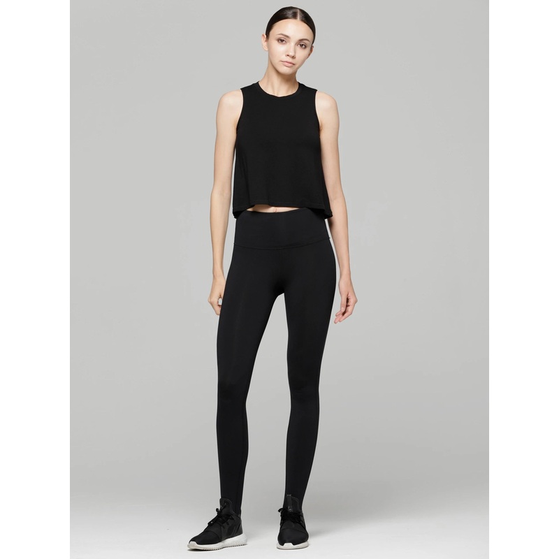 LOOSE CROPPED MUSCLE TANK, BLACK