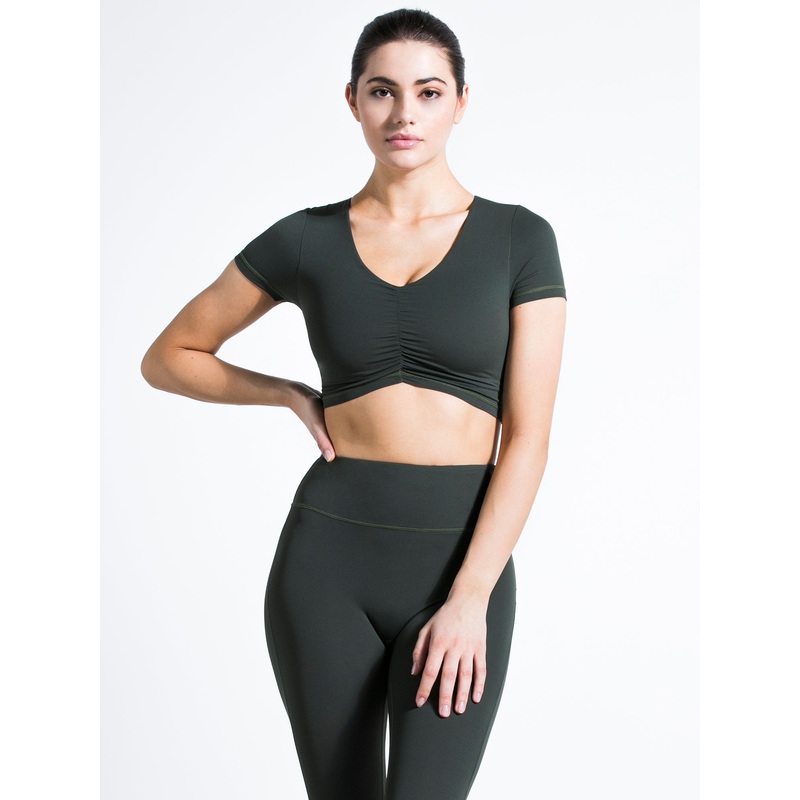 RUCHED NUDE TEE, DEEP FOREST|XS|S|M|L