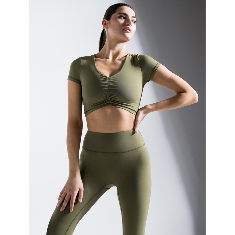 RUCHED NUDE TEE, SAGE|XS|S|M|L