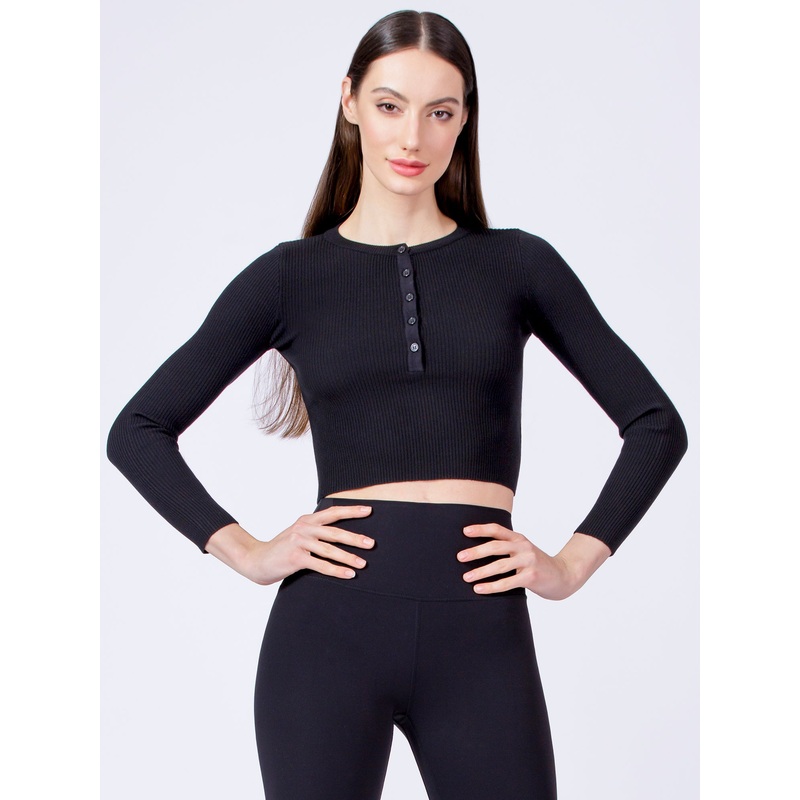 CROPPED HENLEY TEE|S|M