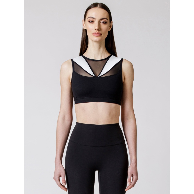 HORIZON BRA, BLACK/WHITE/BLACK MESH