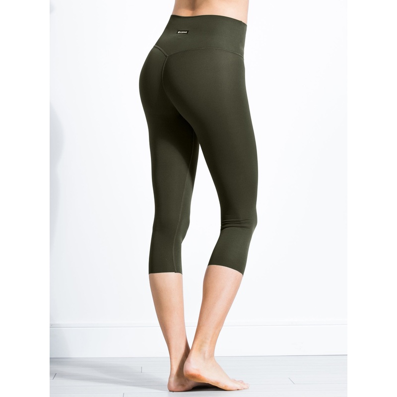 NUDE SHAPE HIGH WAIST CROPS, DARK GREEN