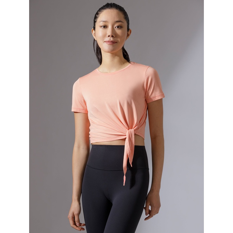 OFF TO THE SIDE SHORT SLEEVE TEE, PEACH