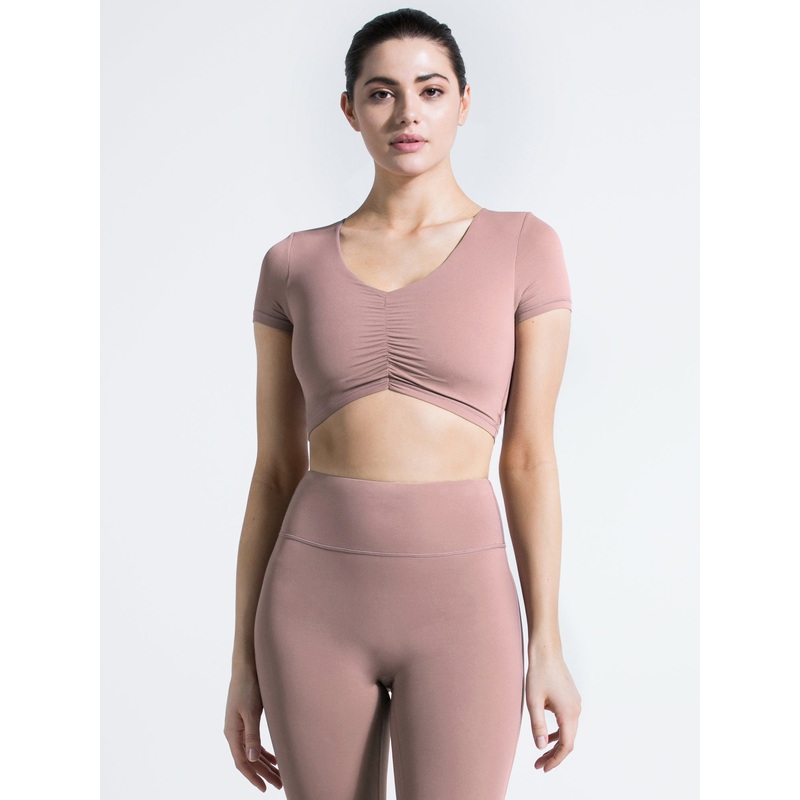 RUCHED NUDE TEE, ASH MAUVE|XS|S|M|L