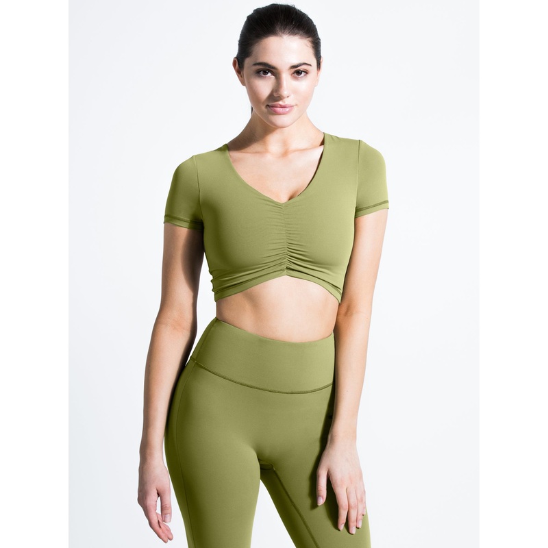 RUCHED NUDE TEE, MUSTARD|XS|S|M|L