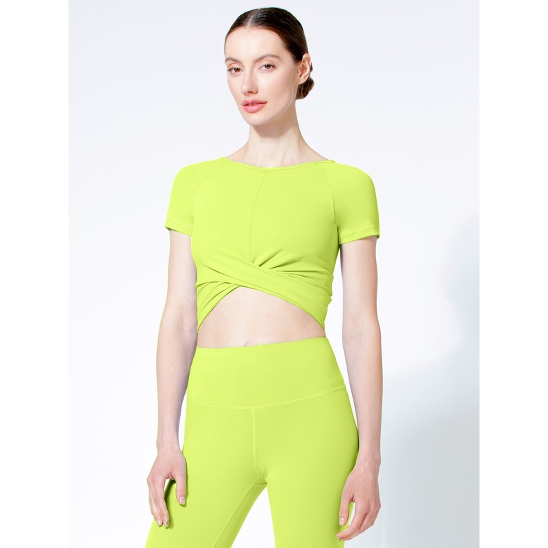 SHORT SLEEVE NUDE FRONT WRAP TEE