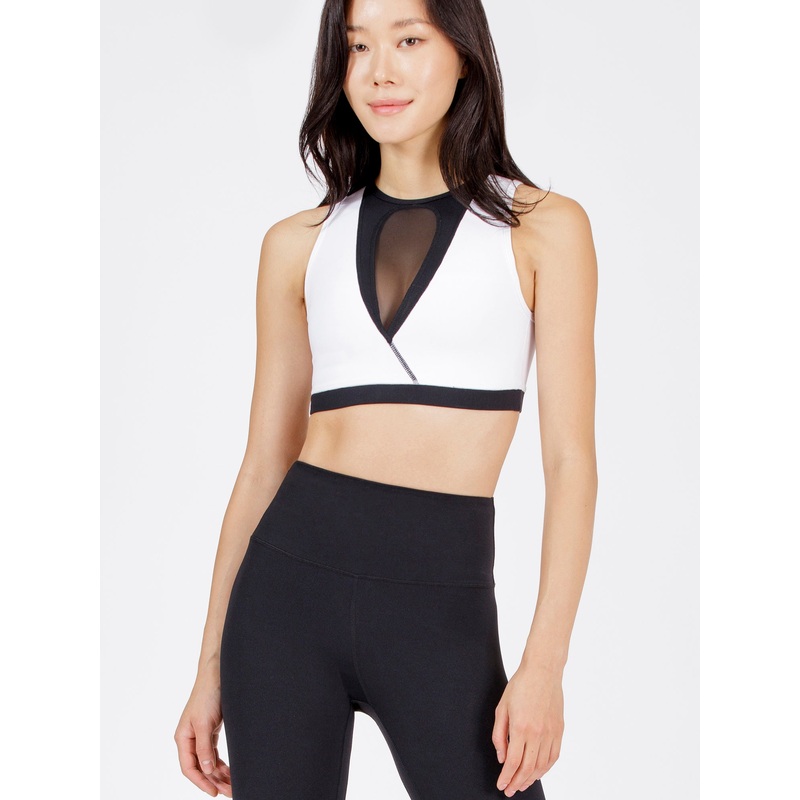 SOLITAIRE BRA, WHITE / BLACK / BLACK MESH