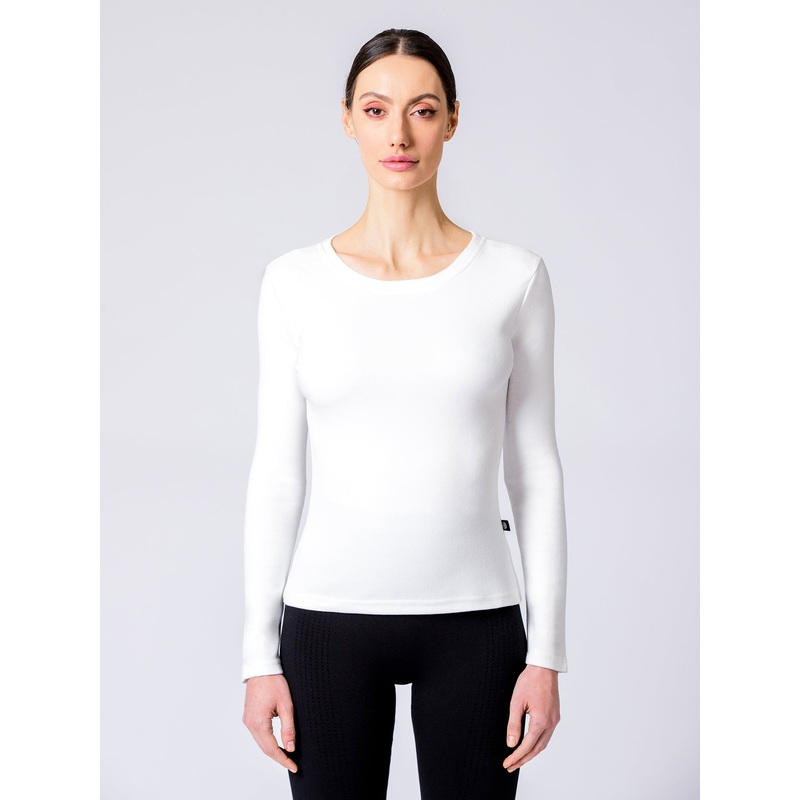 THERMAL FLEECE LONG SLEEVE TOP, WHITE