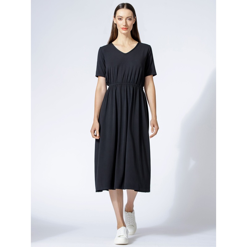 V NECK TEE DRESS|XS|S|M|L|BLACK